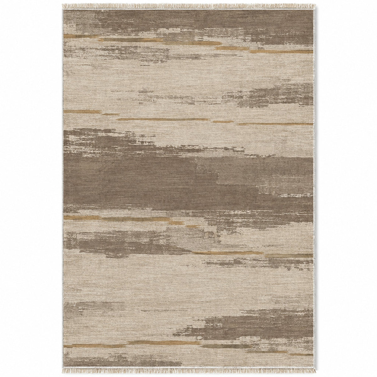 Broken Horizon Ivory & Taupe washable rug top view