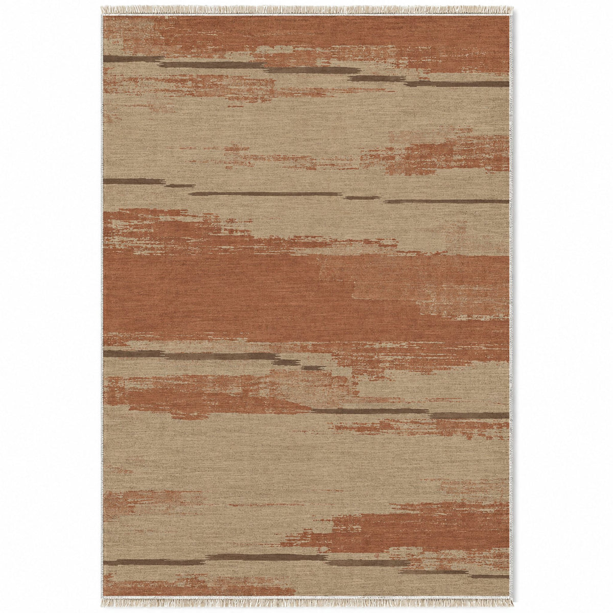 Broken Horizon Sand & Terracotta washable rug top view