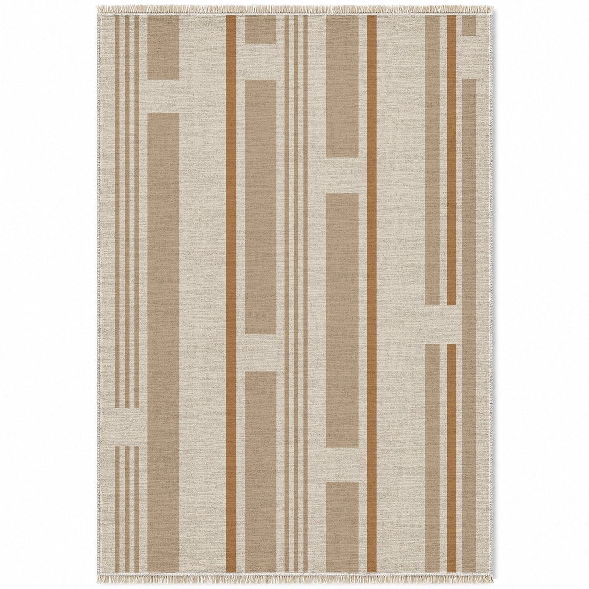 Broken Stripe Ivory & Sand washable rug top view