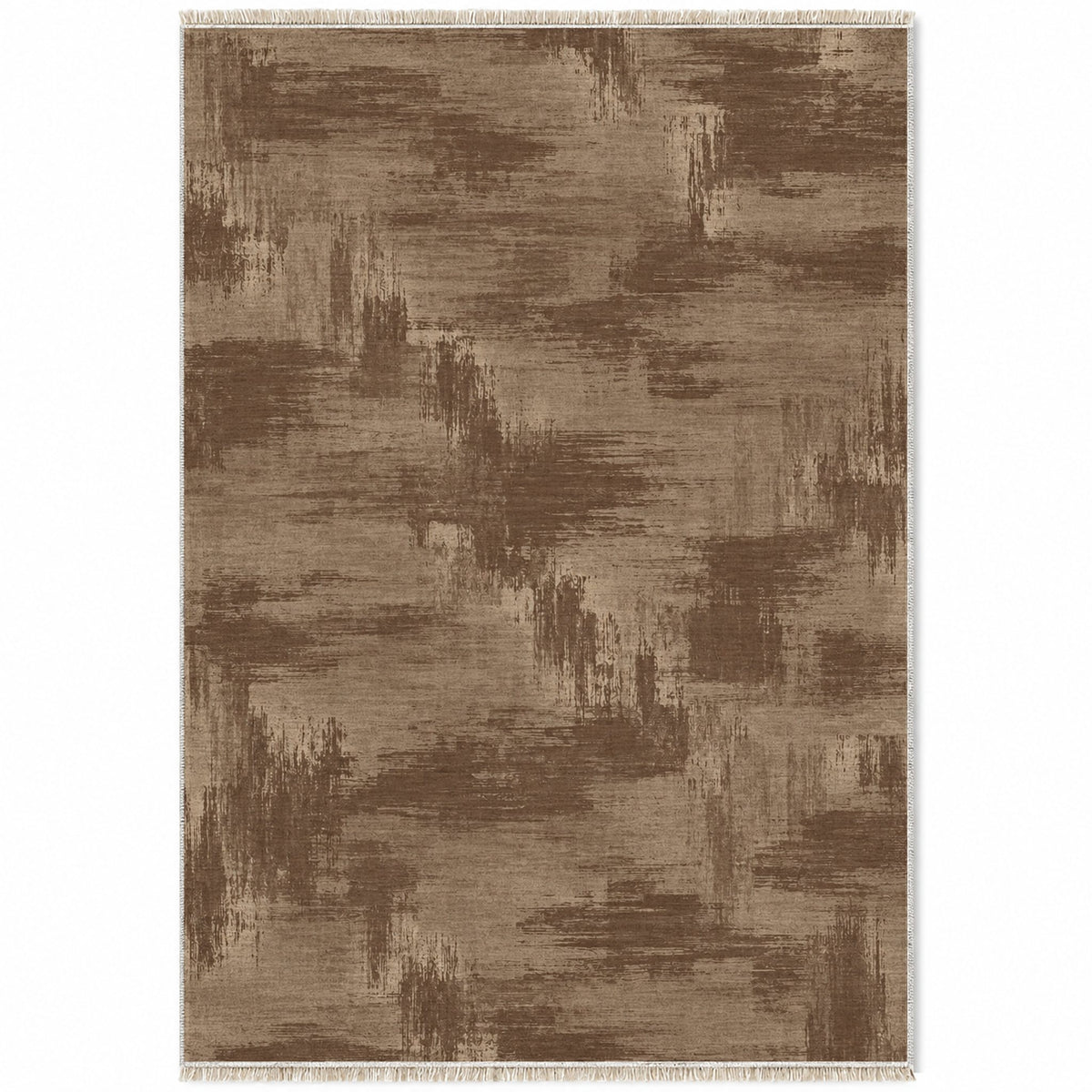Brushed Plain Cocoa & Taupe washable rug top view