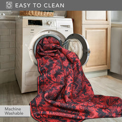 Rugs Depot RW1010 – Machine Washable Red Vintage Floral Rug | Damask-Inspired Oriental Carpet for Living Room, Bedroom & Dining