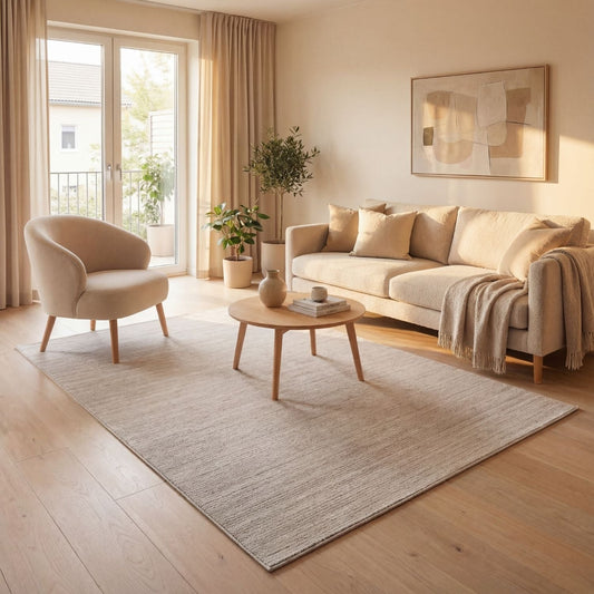 Carmel Cream-Beige Striped Rug | 6010