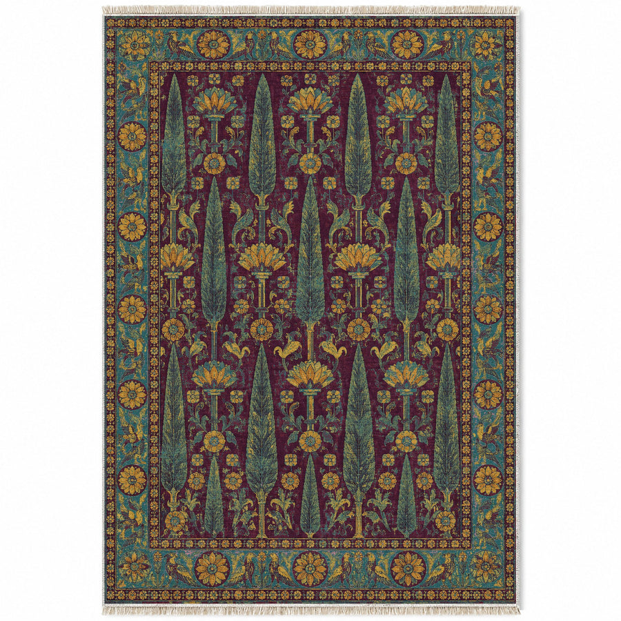Cedar Court Burgundy & Teal Persian Washable Rug
