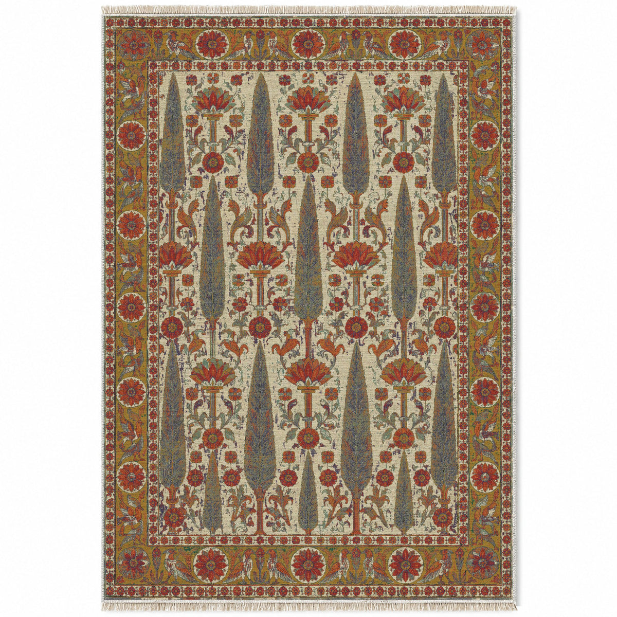 Cedar Court Emerald & Terracotta washable rug top view