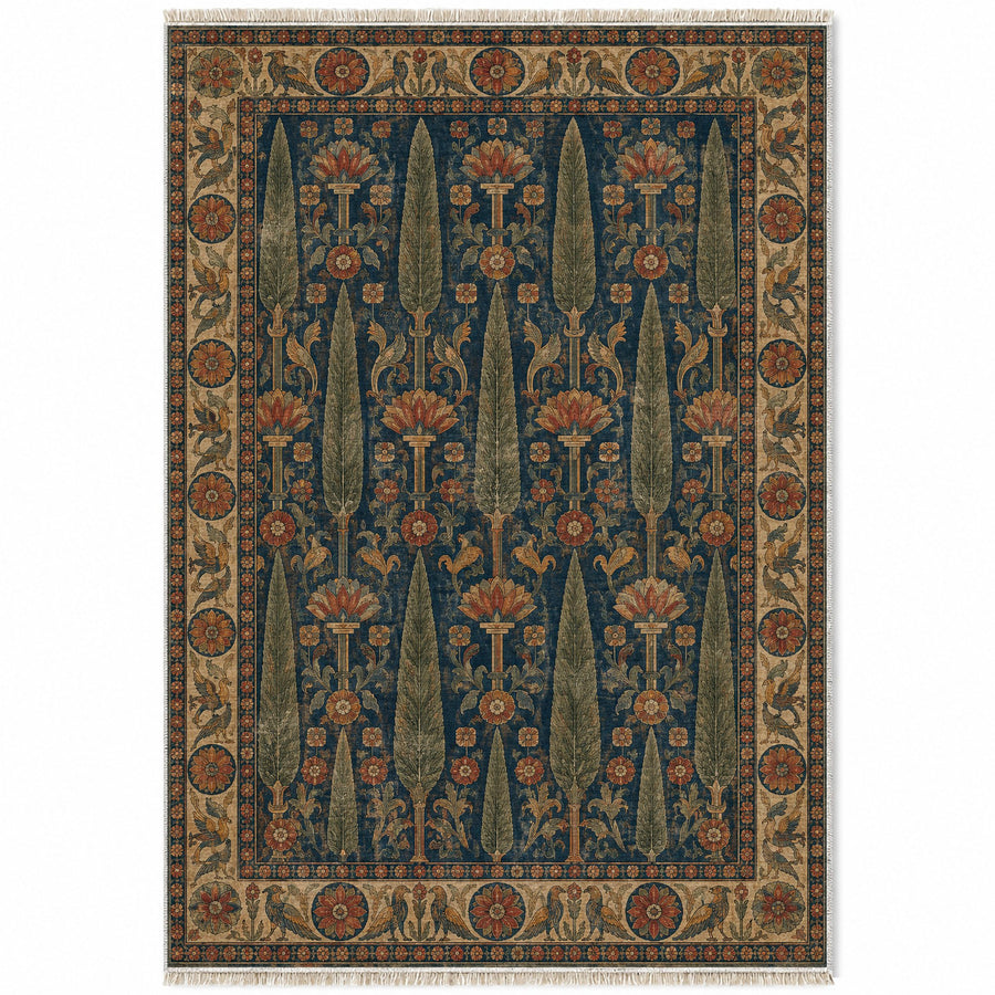 Cedar Court Indigo & Rust Persian Washable Rug