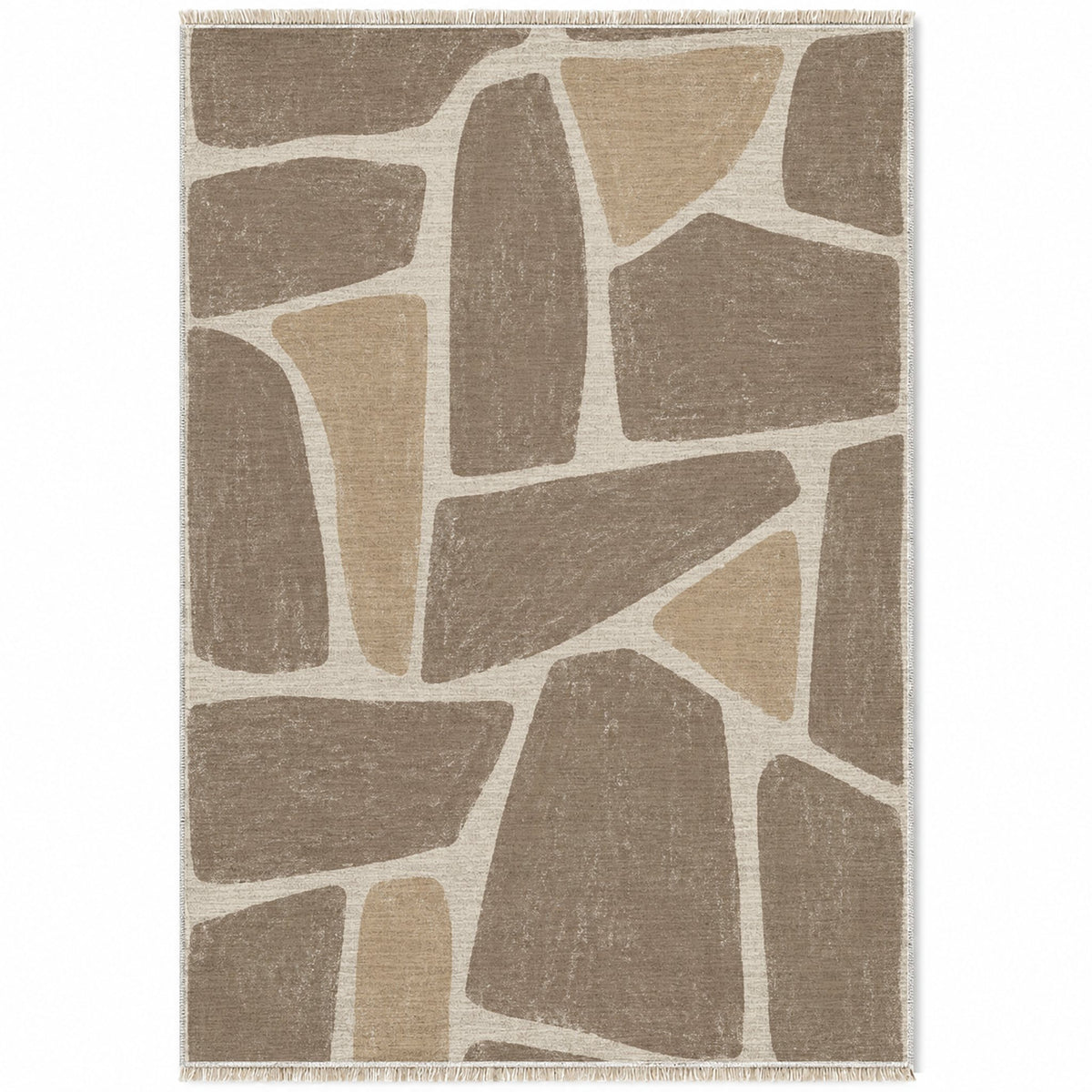 Chalk Fragment Ivory & Taupe washable rug top view