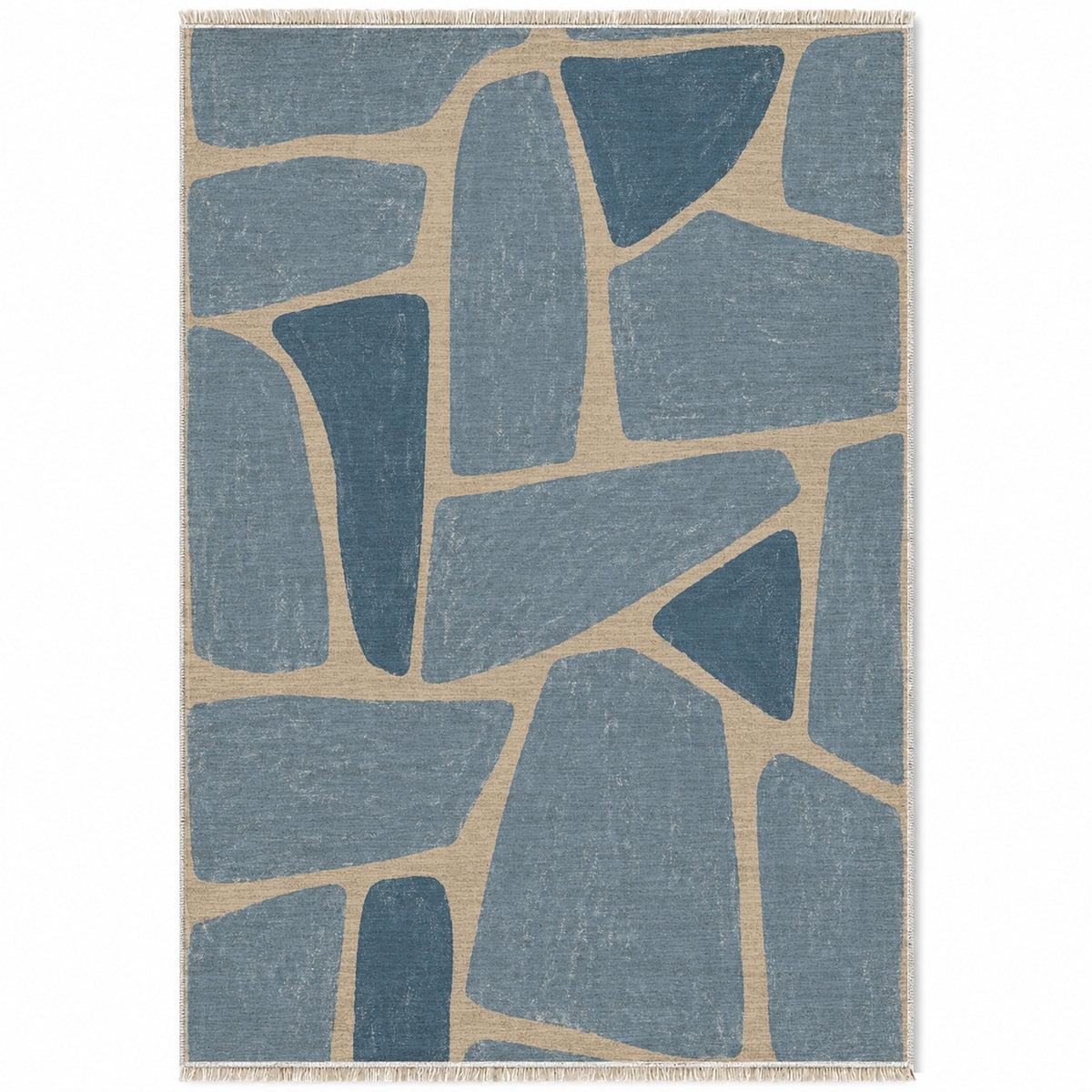 Chalk Fragment Oat & Dusty Blue washable rug top view
