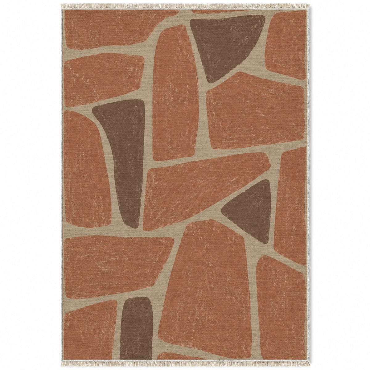 Chalk Fragment Sand & Terracotta washable rug top view