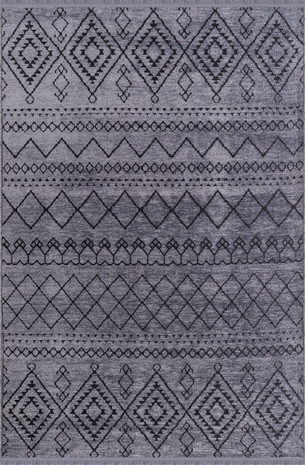 Charcoal Berber Diamond Washable Rug RW0201DG top view