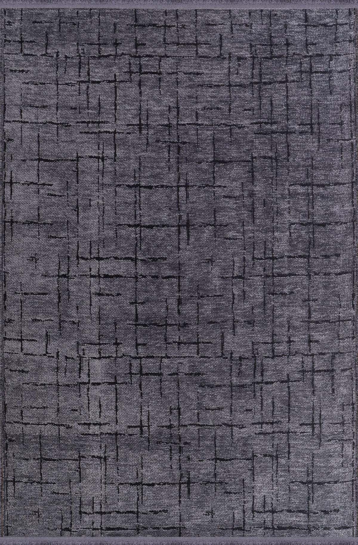 Charcoal Crosshatch Washable Rug NT0201DG top view