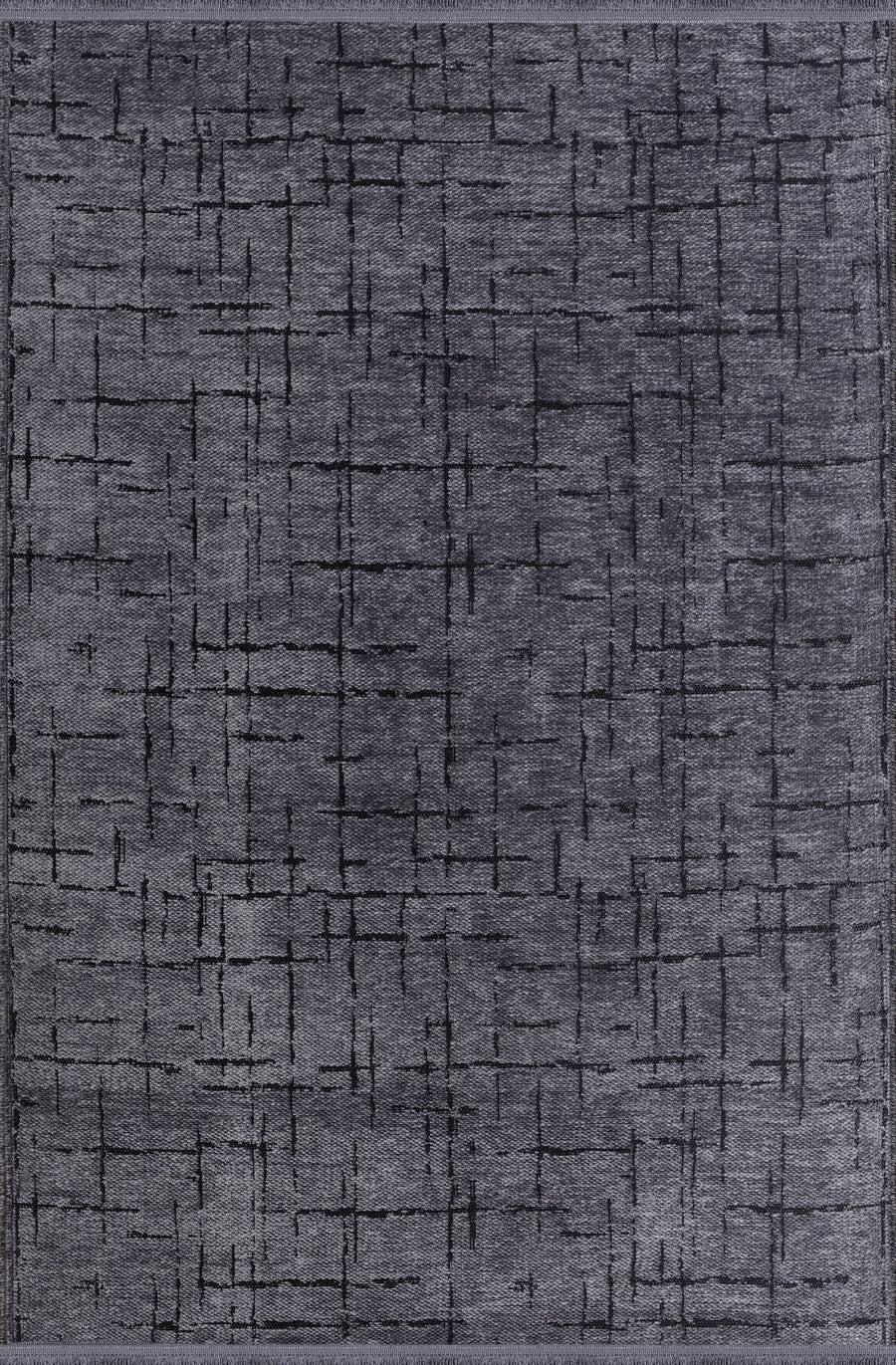 Charcoal Crosshatch Washable Rug | Chenille NT0201DG