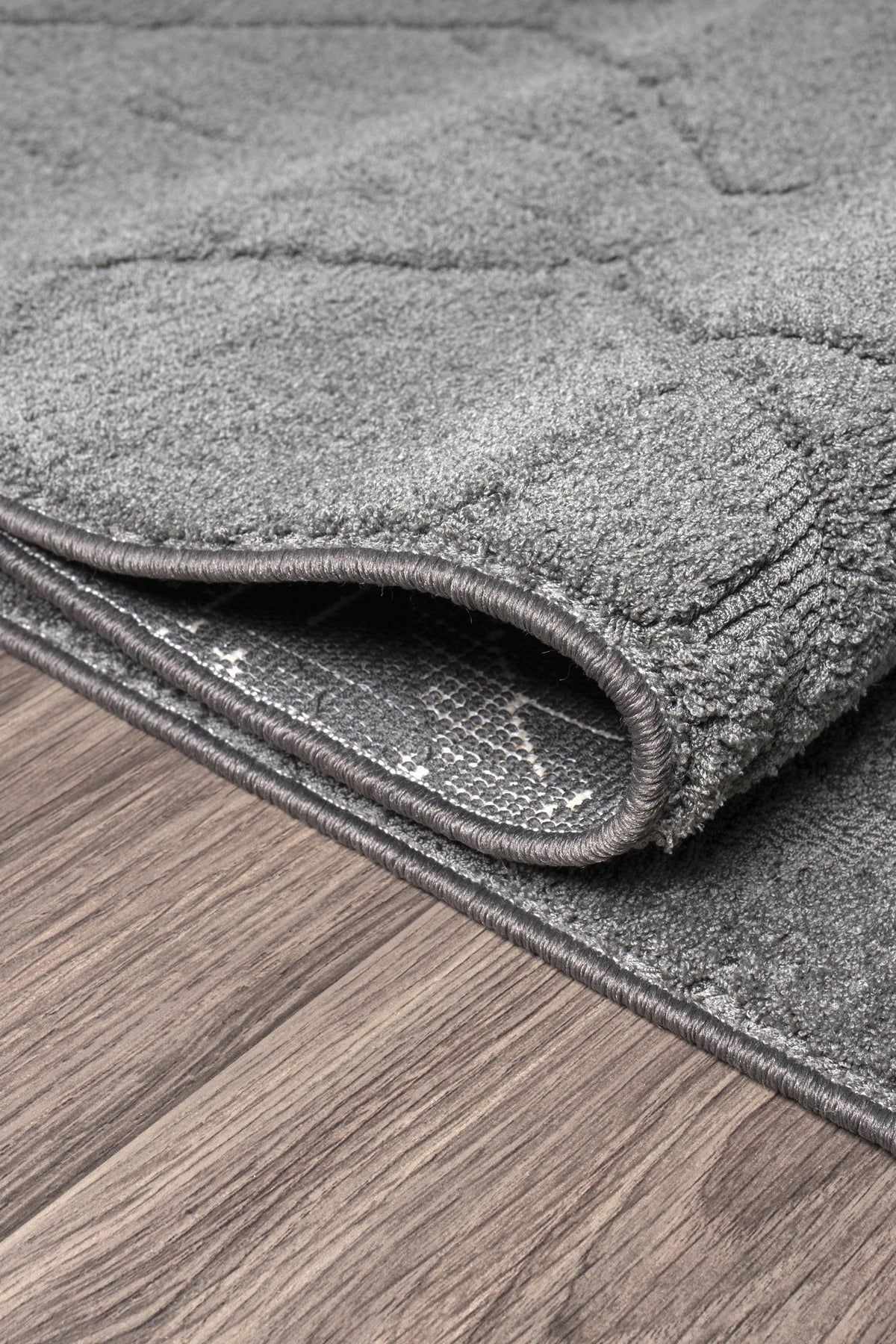 Charcoal Diamond Relief Area Rug pile close-up