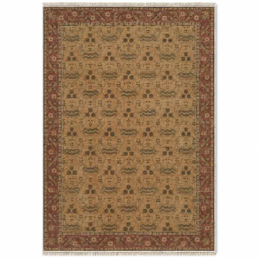 Chintamani Garden Brown Ottoman Washable Rug