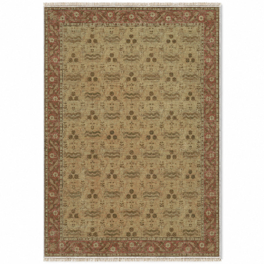 Chintamani Garden Clay & Sage Ottoman Washable Rug