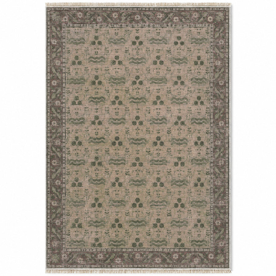Chintamani Garden Graphite & Linen Ottoman Washable Rug