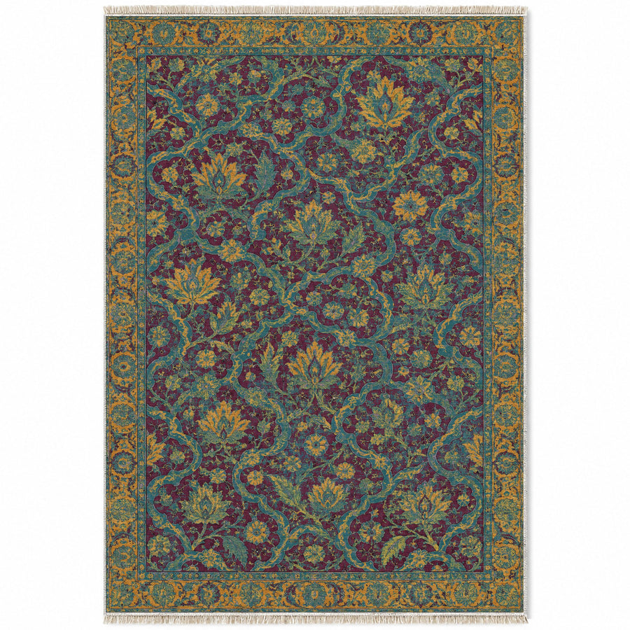 Cloud Knot Burgundy & Teal Persian Washable Rug