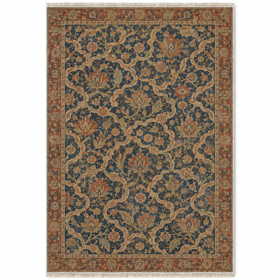 Cloud Knot Indigo & Rust Persian Washable Rug