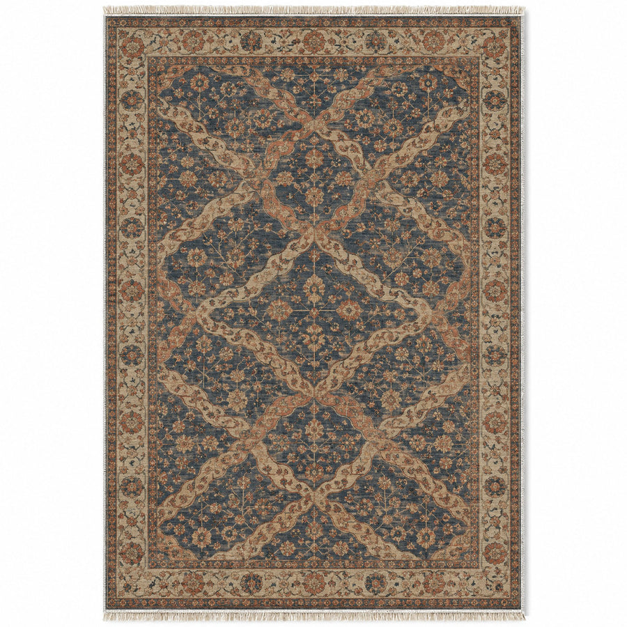 Cloud Ribbon Brown & Grey Ottoman Washable Rug