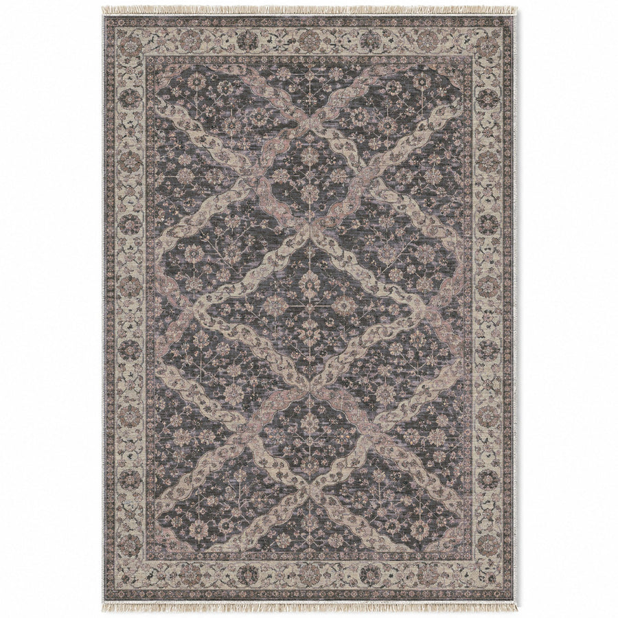 Cloud Ribbon Graphite & Linen Ottoman Washable Rug