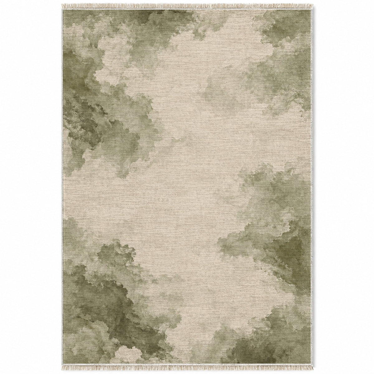 Cloud Wash Ivory & Sage washable rug top view