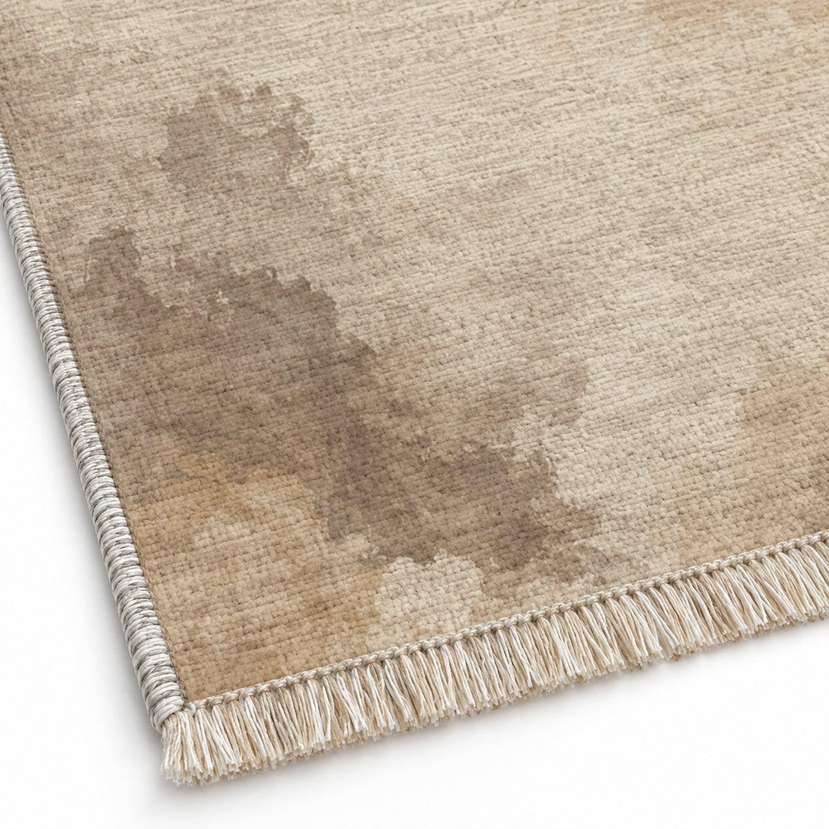 Cloud Wash Ivory & Taupe washable rug close-up of the printed chenille