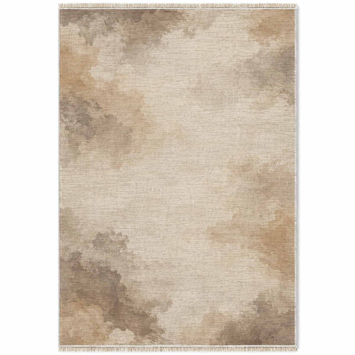 Cloud Wash Ivory & Taupe washable rug top view
