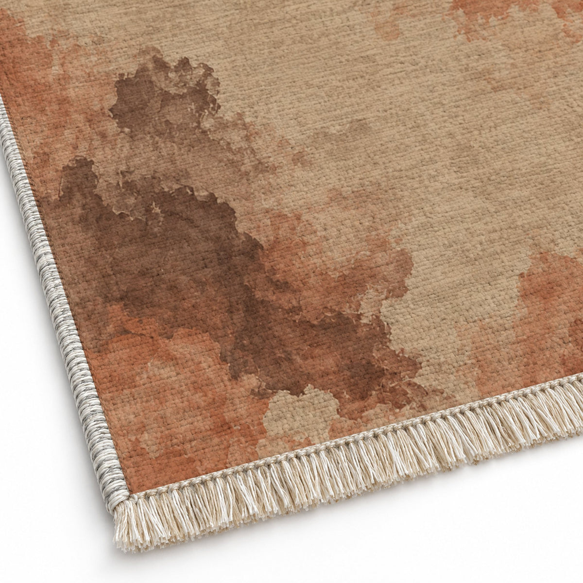 Cloud Wash Sand & Terracotta washable rug close-up of the printed chenille