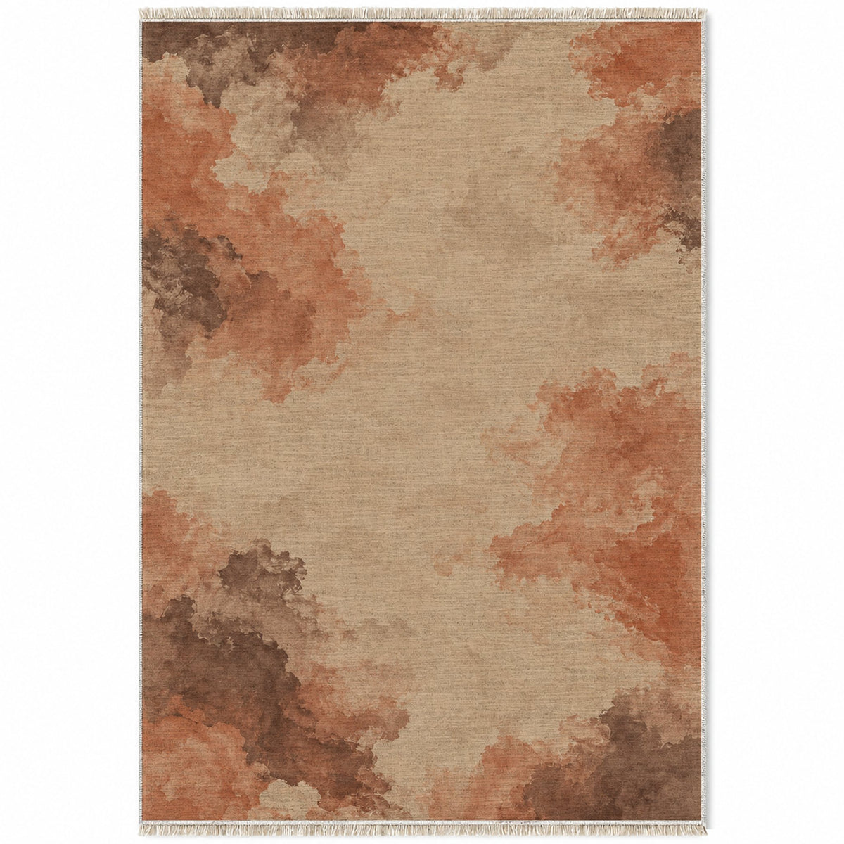 Cloud Wash Sand & Terracotta washable rug top view