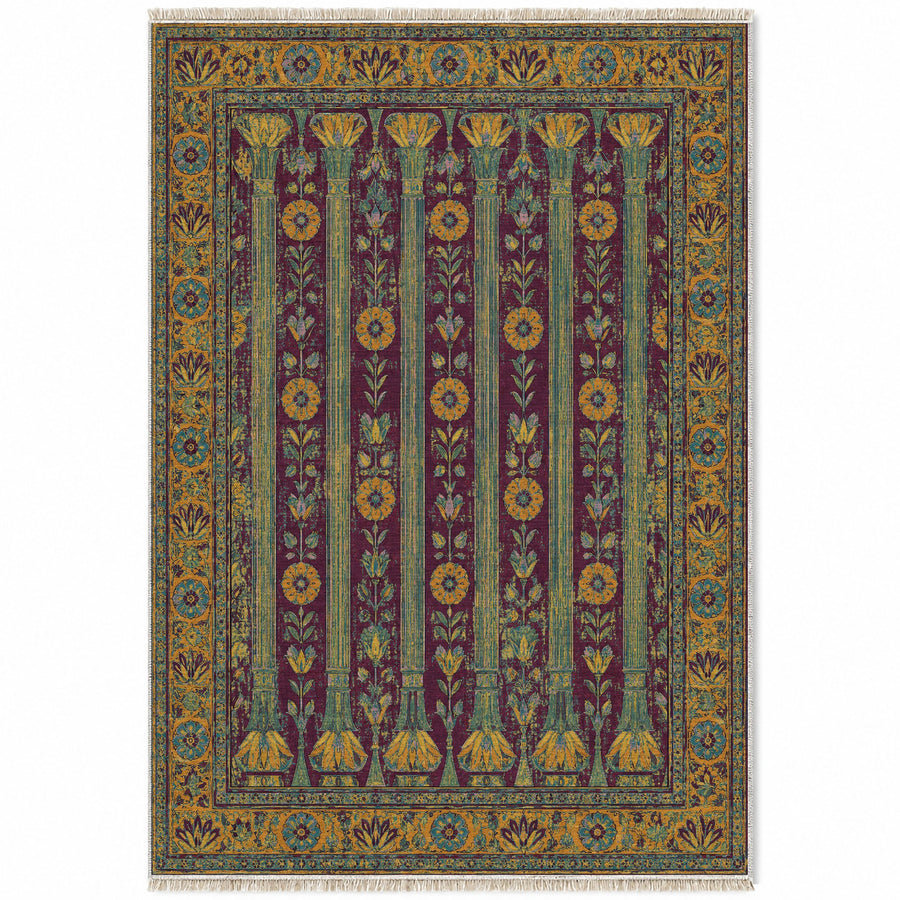 Column Rhythm Burgundy & Teal Persian Washable Rug
