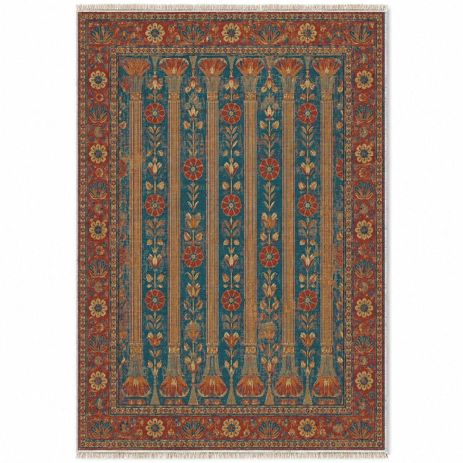 Column Rhythm Peacock & Ochre Persian Washable Rug