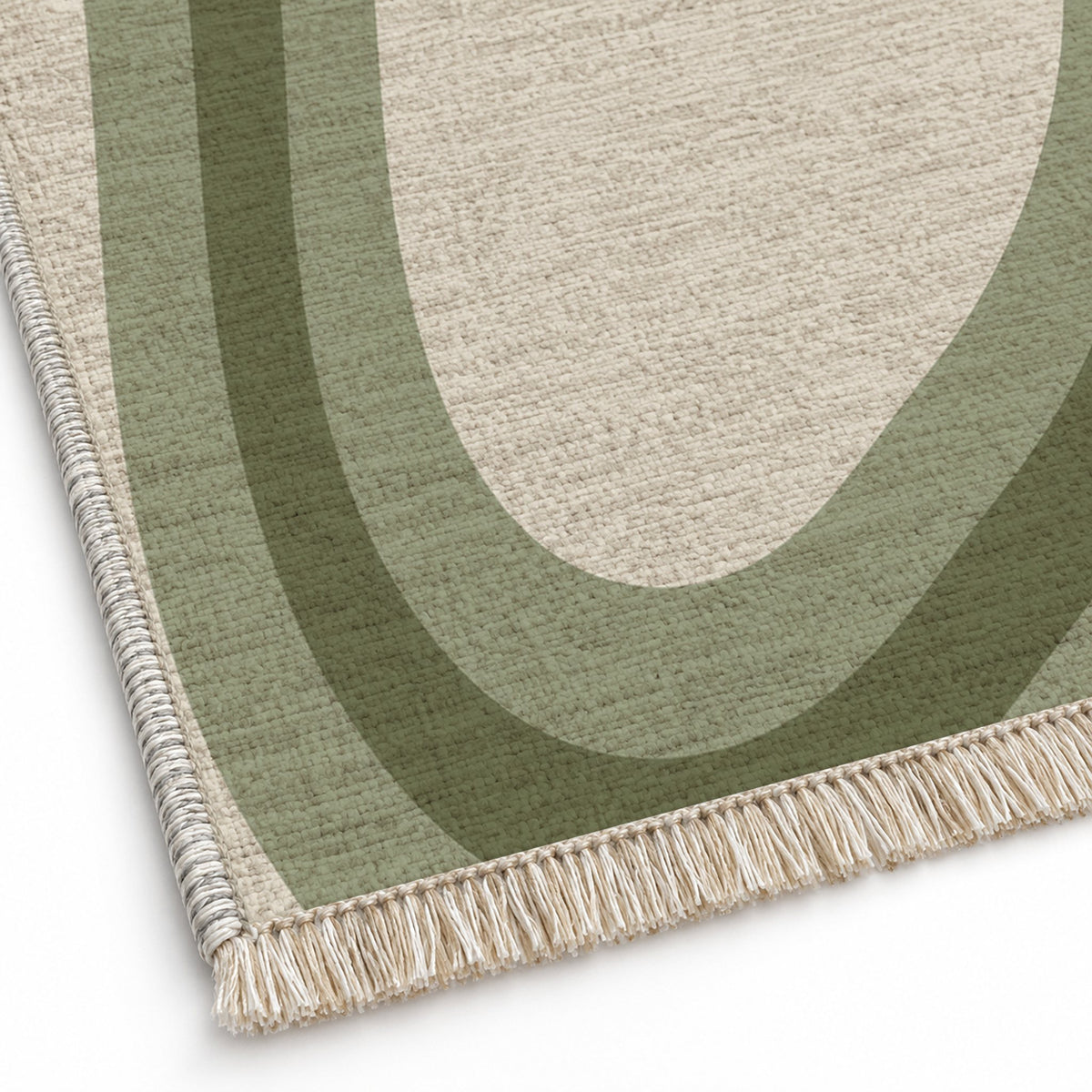 Contour Loop Ivory & Sage washable rug close-up of the printed chenille