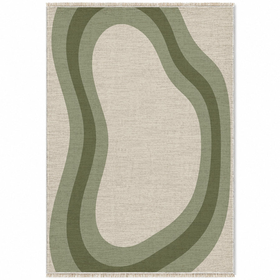 Contour Loop Ivory & Sage Organic Washable Rug