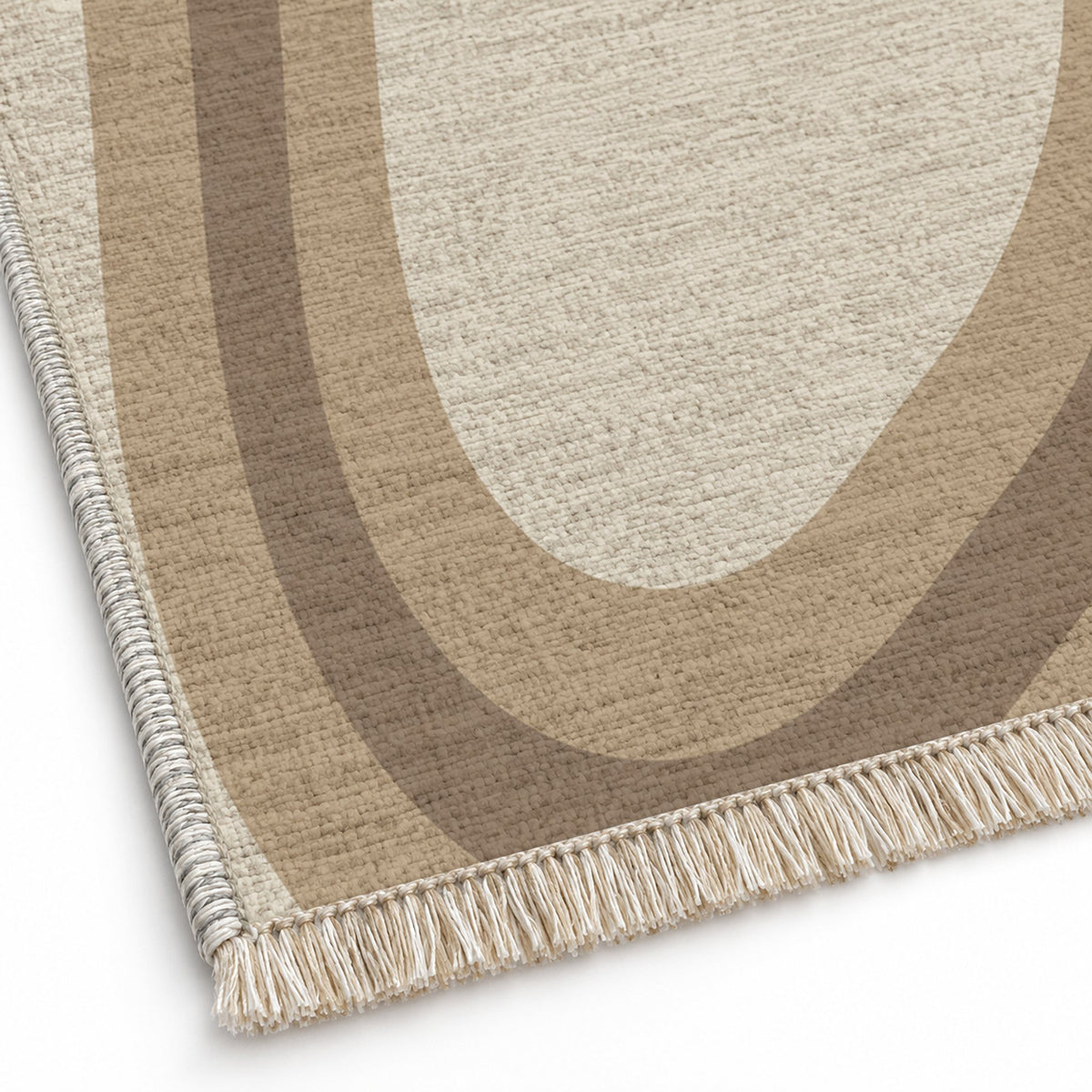 Contour Loop Ivory & Sand washable rug close-up of the printed chenille