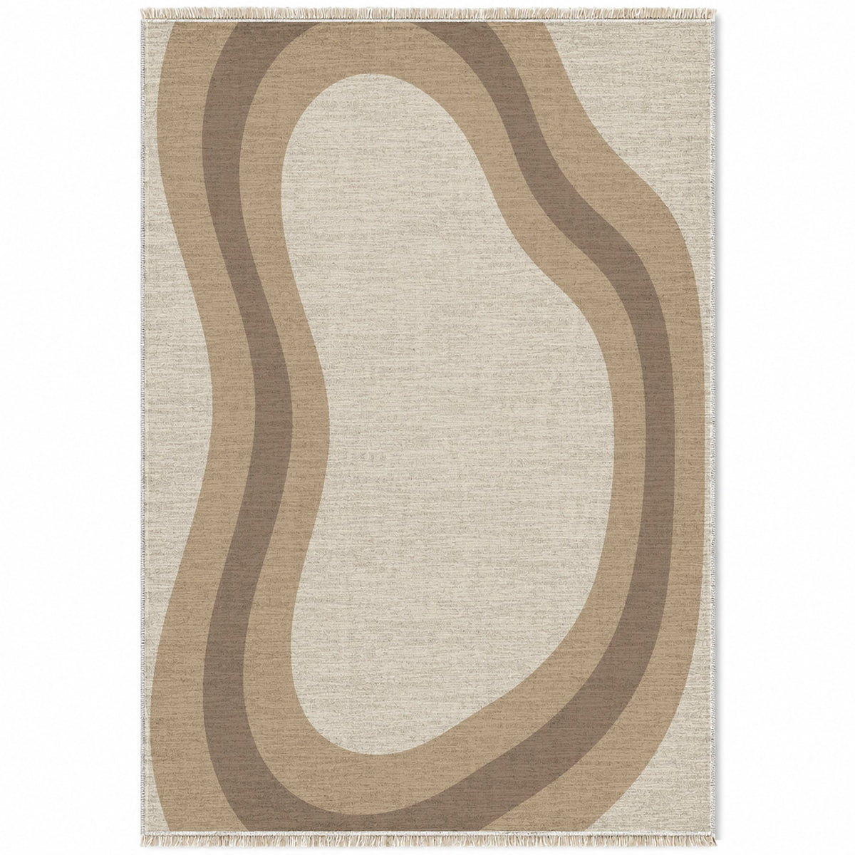 Contour Loop Ivory & Sand washable rug top view