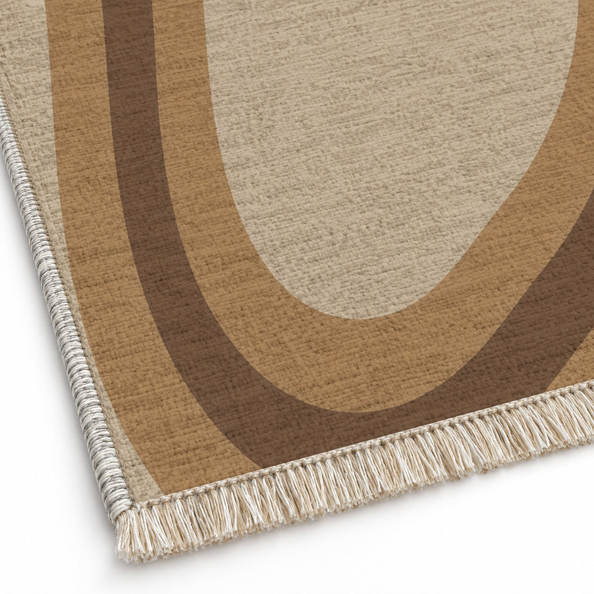Contour Loop Oat & Cocoa washable rug close-up of the printed chenille