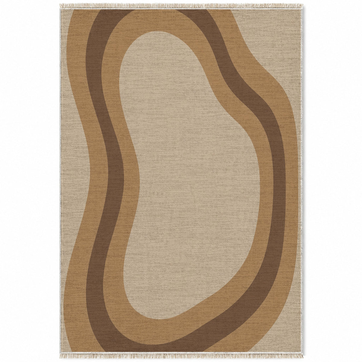Contour Loop Oat & Cocoa washable rug top view