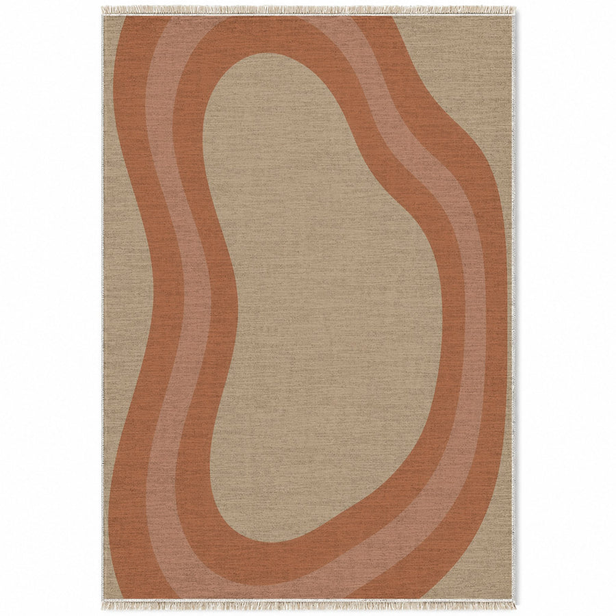 Contour Loop Sand & Terracotta Organic Washable Rug