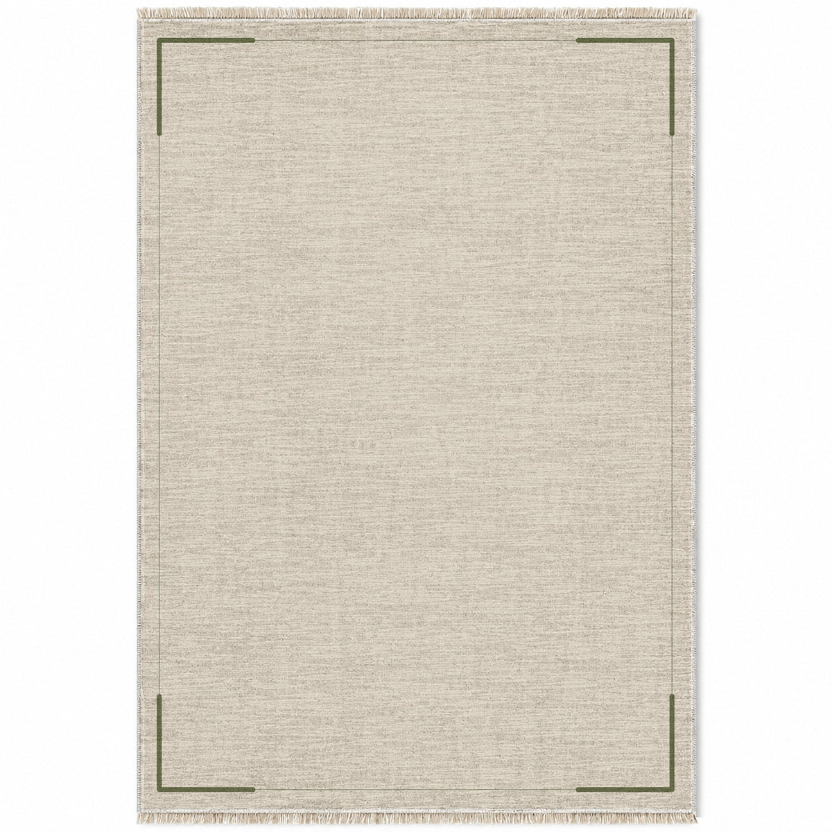 Corner Frame Ivory & Olive washable rug top view