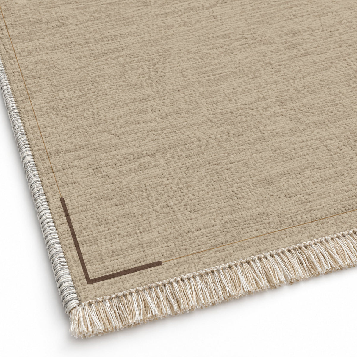 Corner Frame Oat & Cocoa washable rug close-up of the printed chenille