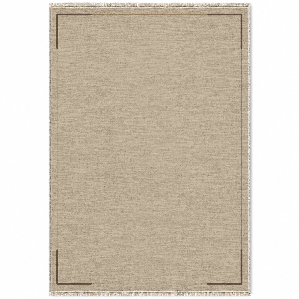 Corner Frame Oat & Cocoa washable rug top view