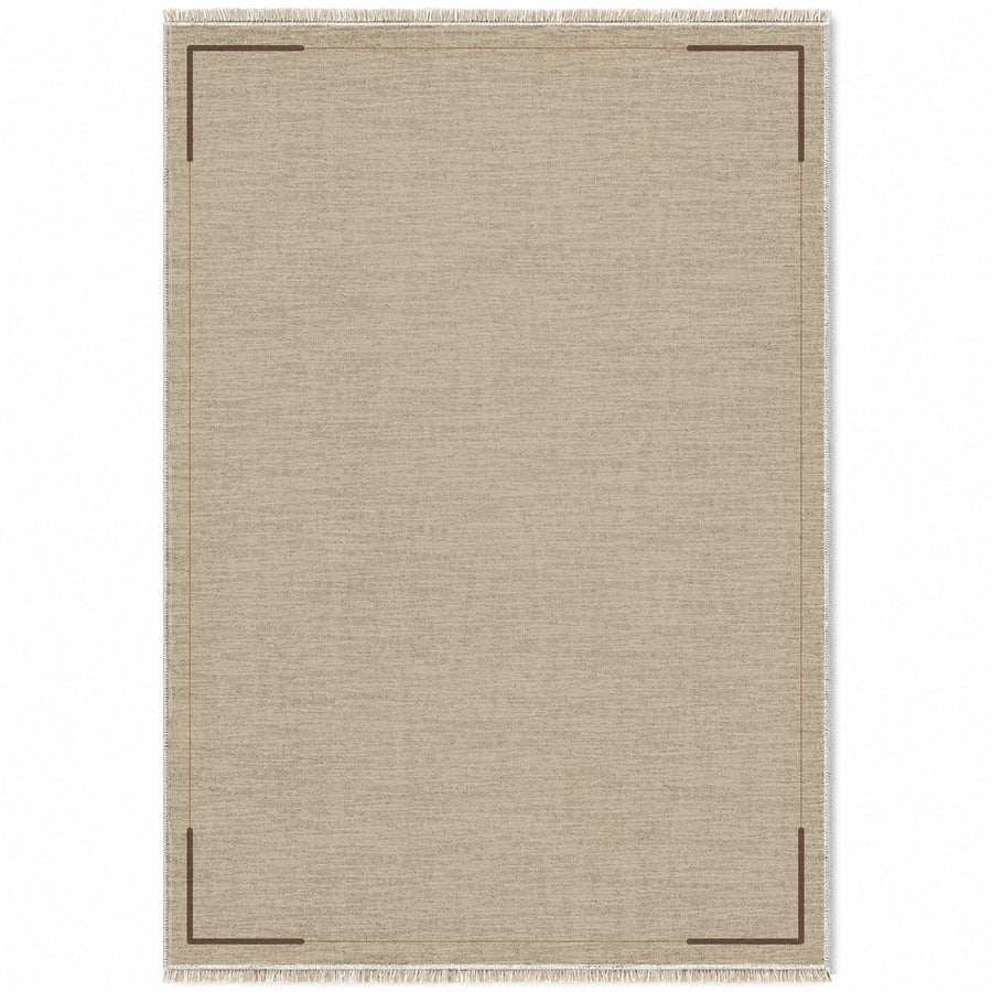 Corner Frame Oat & Cocoa Bordered Washable Rug