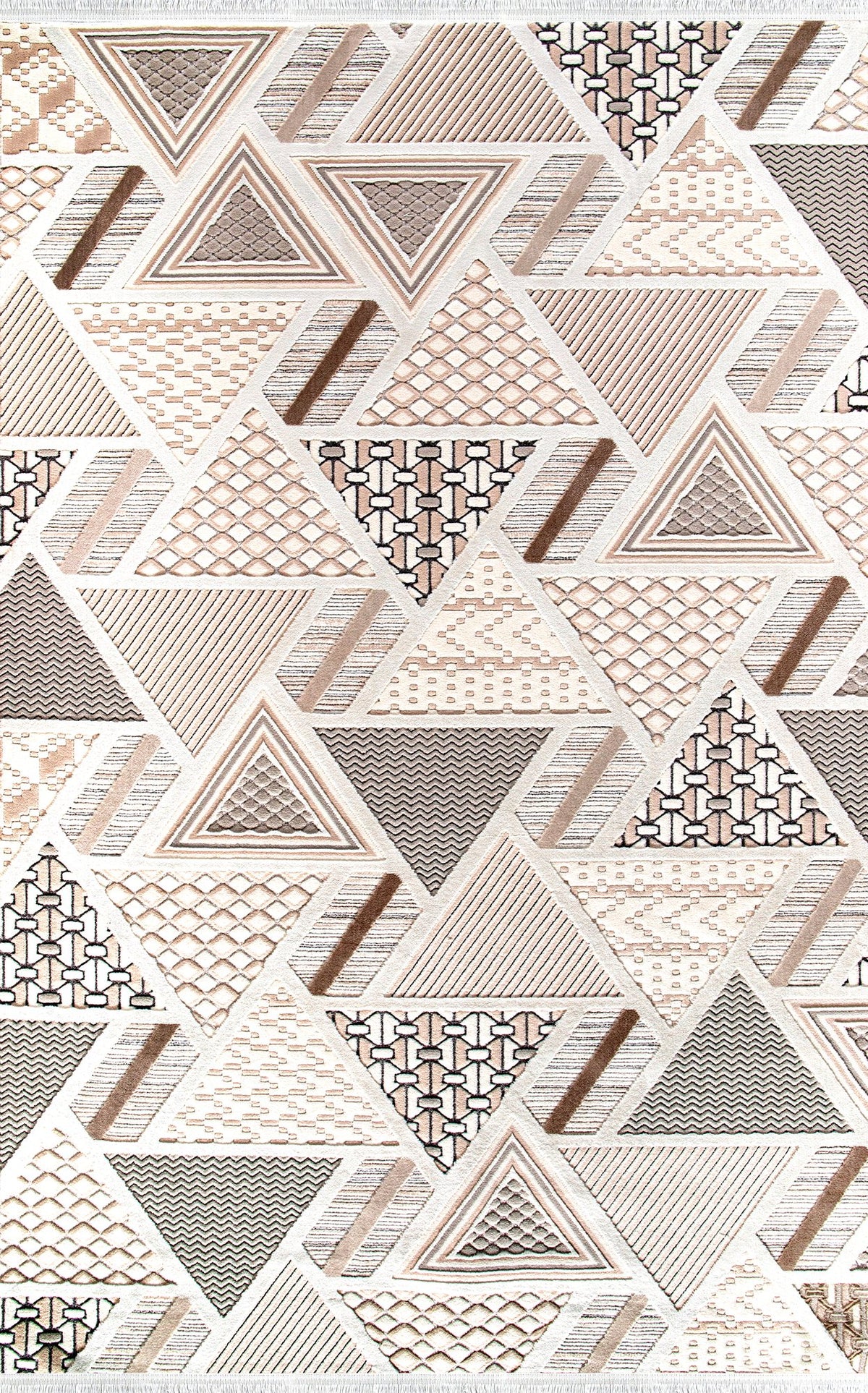 Cream & Beige Triangle Relief Area Rug BY008 top view