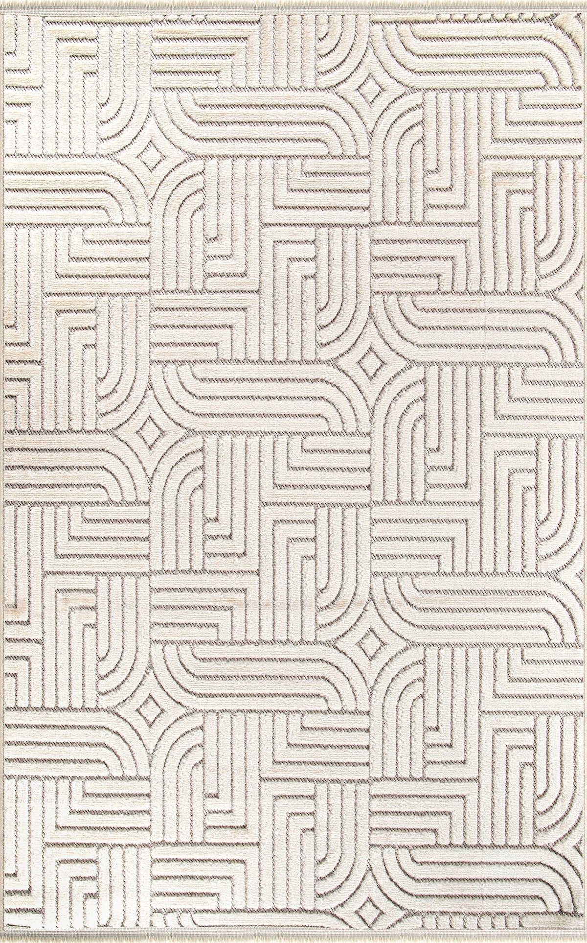 Cream Maze Relief Area Rug TR003 top view
