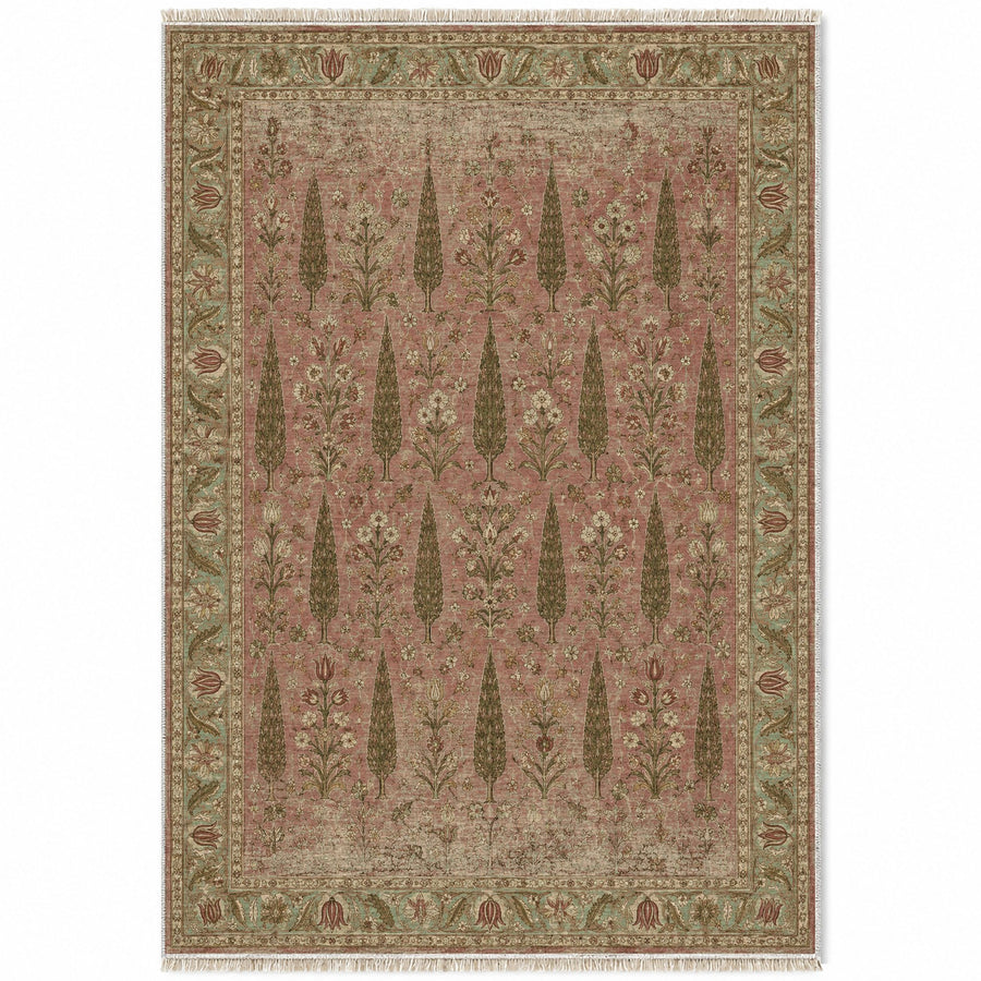 Cypress Bouquet Clay & Sage Ottoman Washable Rug