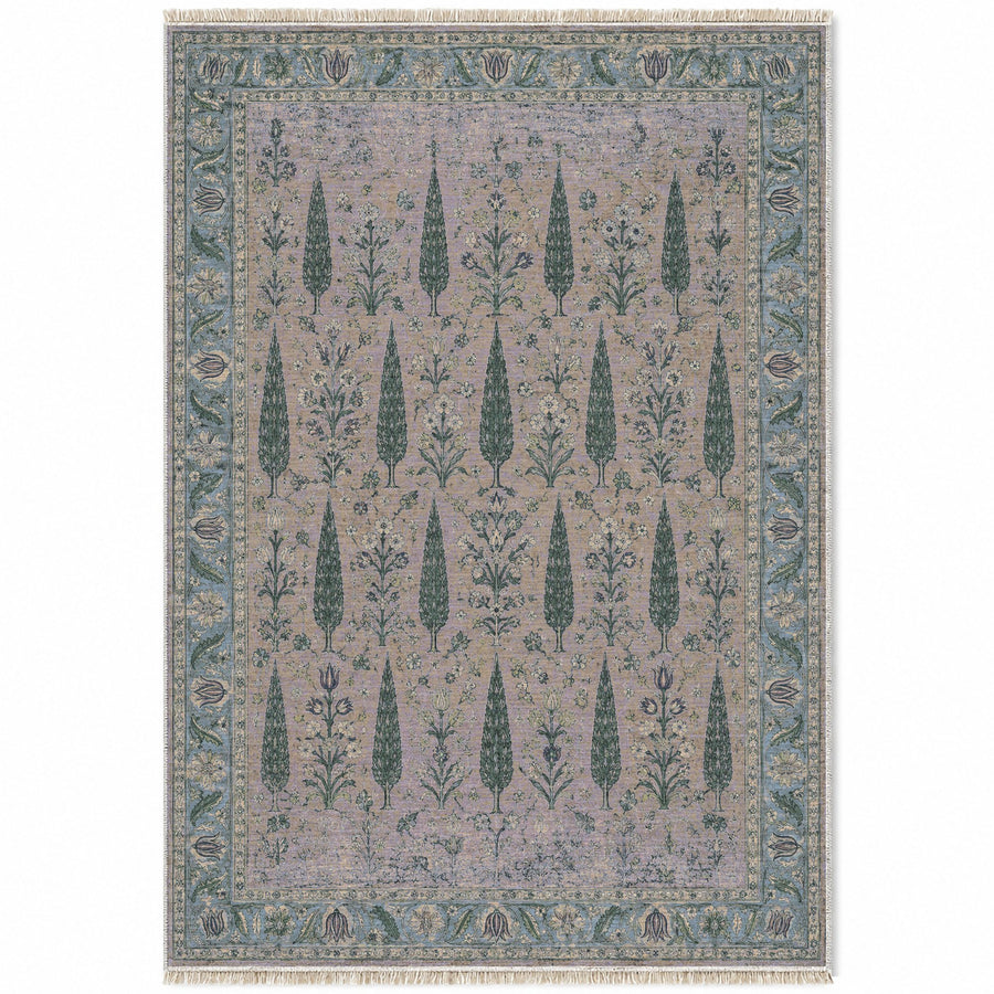 Cypress Bouquet Mineral Blue Ottoman Washable Rug