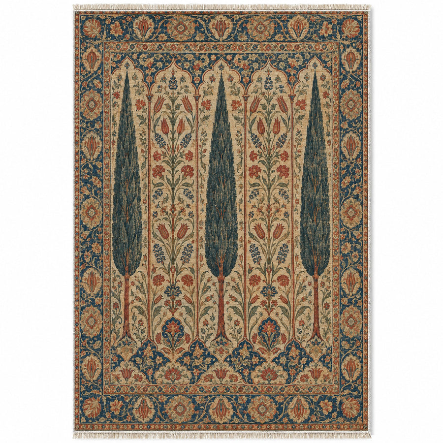 Cypress Terrace Indigo & Rust Ottoman Washable Rug