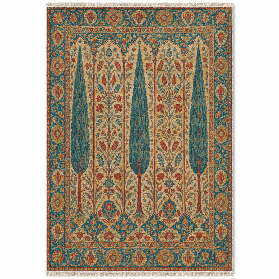 Cypress Terrace Peacock & Ochre Ottoman Washable Rug