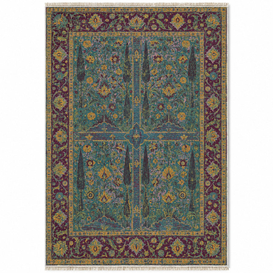 Cypress Water Garden Burgundy & Teal Persian Washable Rug