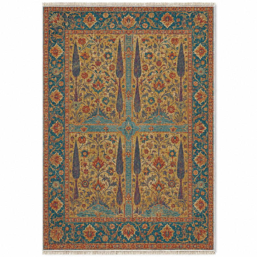 Cypress Water Garden Peacock & Ochre Persian Washable Rug