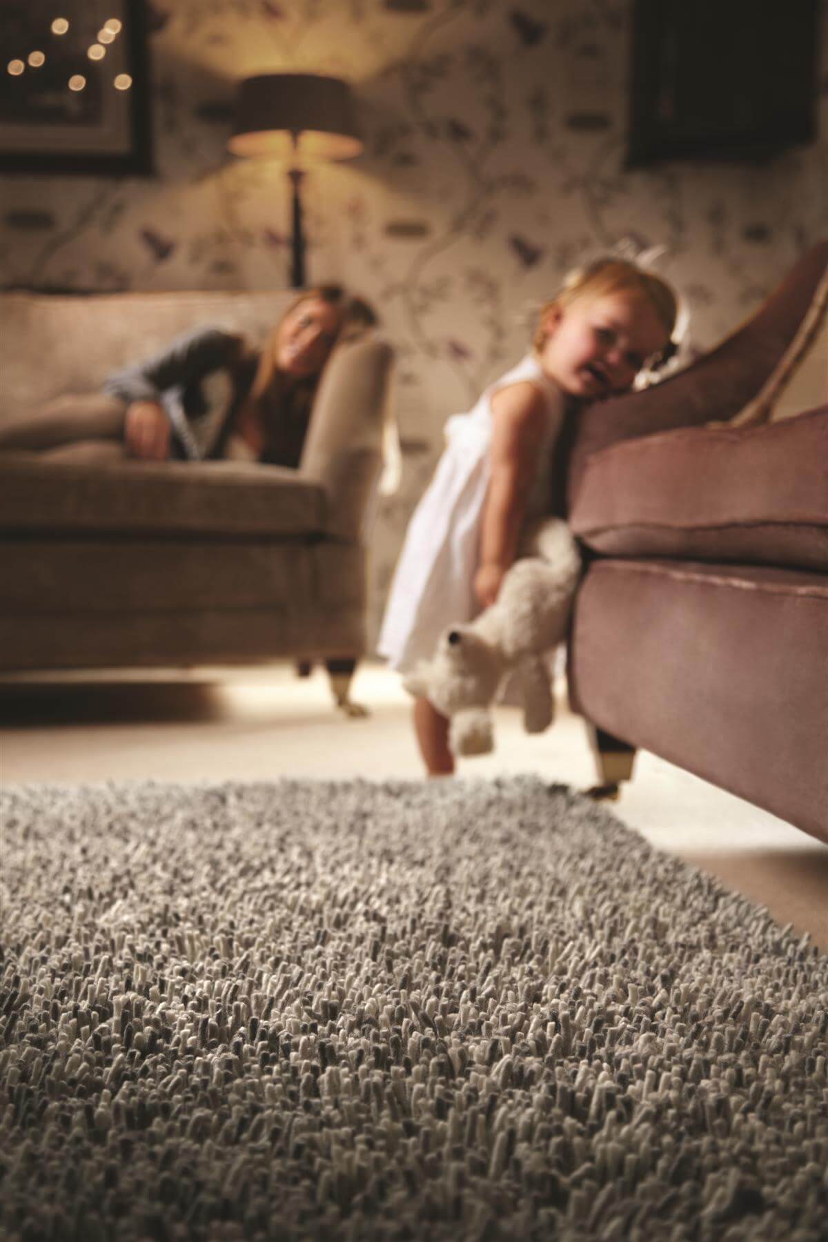 Imperial Mid Grey Mix Shaggy Pile Wool Rug — room photo 3